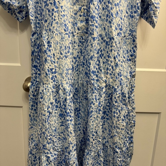 J.McLaughlin Janelle Silk-Blend Dress Blue White Size Small Easter Spring Summer - Picture 4 of 14